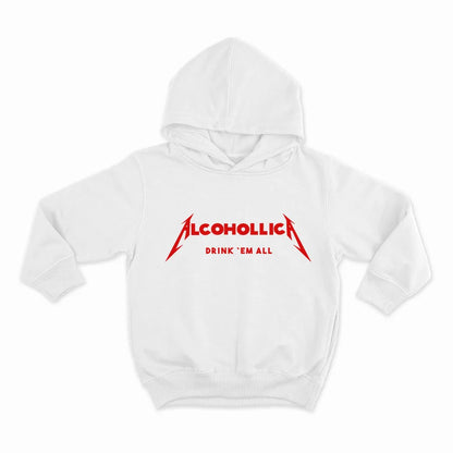 ALCOHOLLICA - DRINK `EM ALL_HOODIE-WHITE