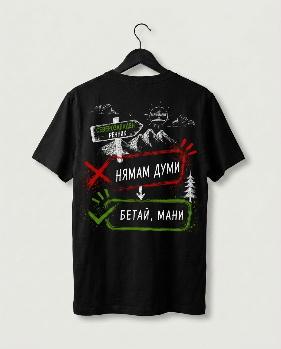 PREMIUM ТЕНИСКА UNISEX - БЕГАЙ, МАНИ