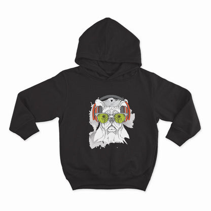 Dog with headphones_HOODIE-BLACK