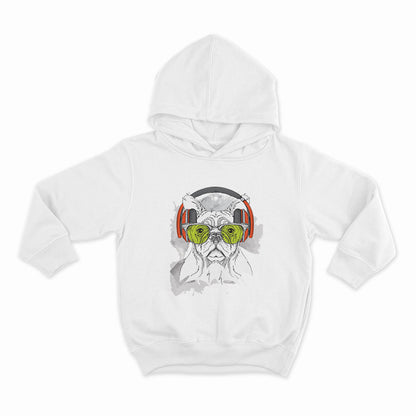 Dog with headphones_HOODIE-WHITE