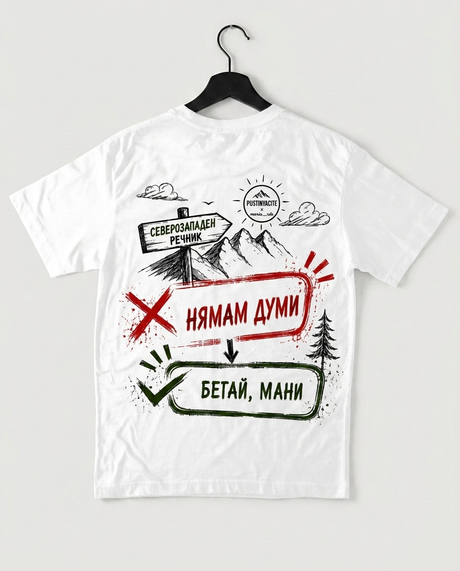 PREMIUM ТЕНИСКА UNISEX - БЕГАЙ, МАНИ